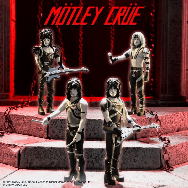 Motley Crue ReAction Figures Wave 02 - Vince Neil, Tommy Lee, Nikki Sixx, & Mick Mars (Shout At The Devil - Black & White) on Sale - Image 2