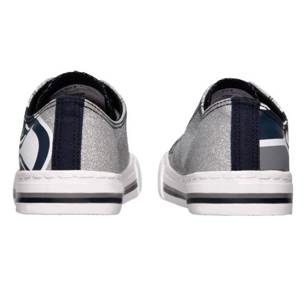 Seattle Seahawks NFL Womens Glitter Low Top Canvas Shoes on Sale - Image 4