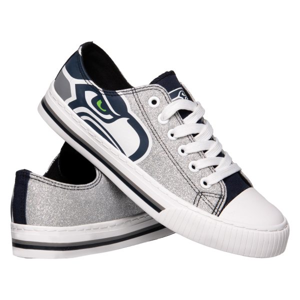 Seattle Seahawks NFL Womens Glitter Low Top Canvas Shoes on Sale